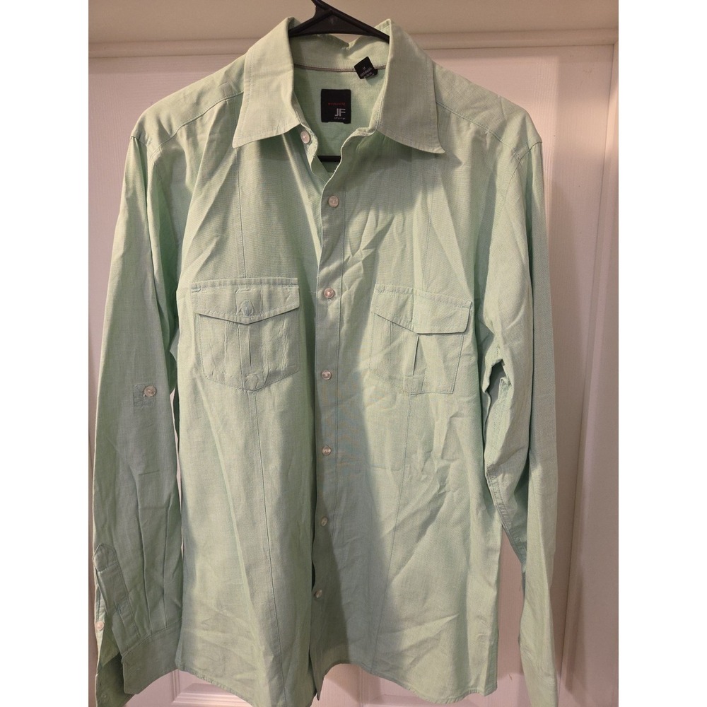 J Ferrar Long Sleeve key lime green button up casual shirt Size Medium